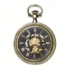 Montre de poche gousset squelette noire vintage – Élégance rétro pour un style raffiné et intemporel