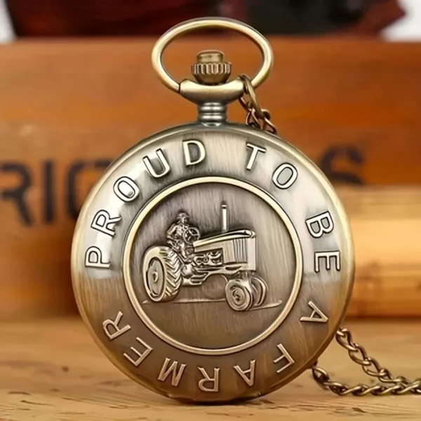 Montre de poche gousset tracteur vintage – Cadeau rétro idéal pour passionnés de machines agricoles – Image 5