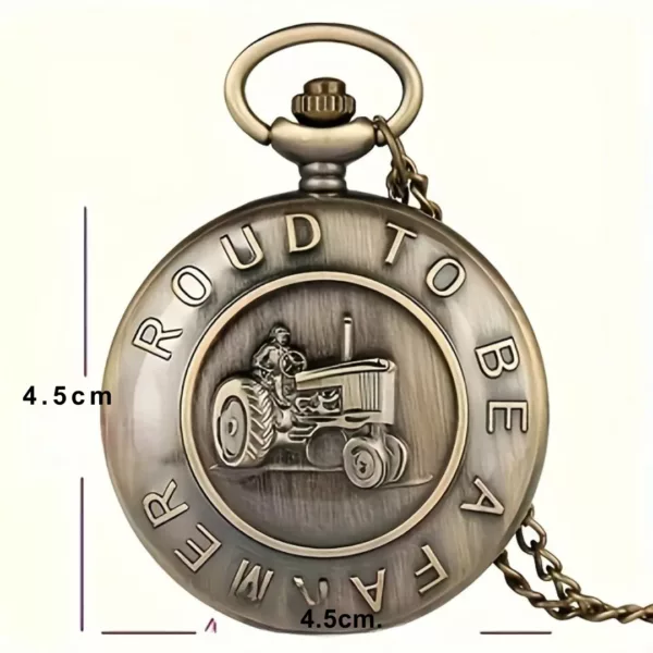 Montre de poche gousset tracteur vintage – Cadeau rétro idéal pour passionnés de machines agricoles – Image 3