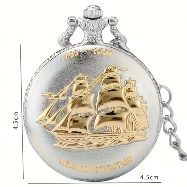 Montre de poche gousset voilier vintage – Élégance rétro marine pour style raffiné et cadeau original – Image 3