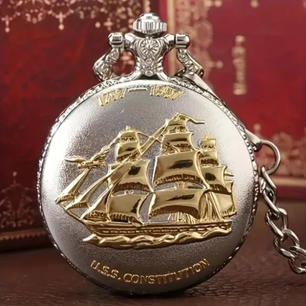 Montre de poche gousset voilier vintage – Élégance rétro marine pour style raffiné et cadeau original – Image 6