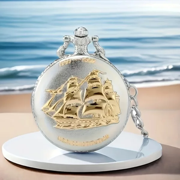 Montre de poche gousset voilier vintage – Élégance rétro marine pour style raffiné et cadeau original – Image 5
