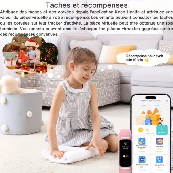 Montre fitness enfant étanche AMOLED – Suivi d’activité ludique, écran HD, motivation au sport dès le jeune âge – Image 5