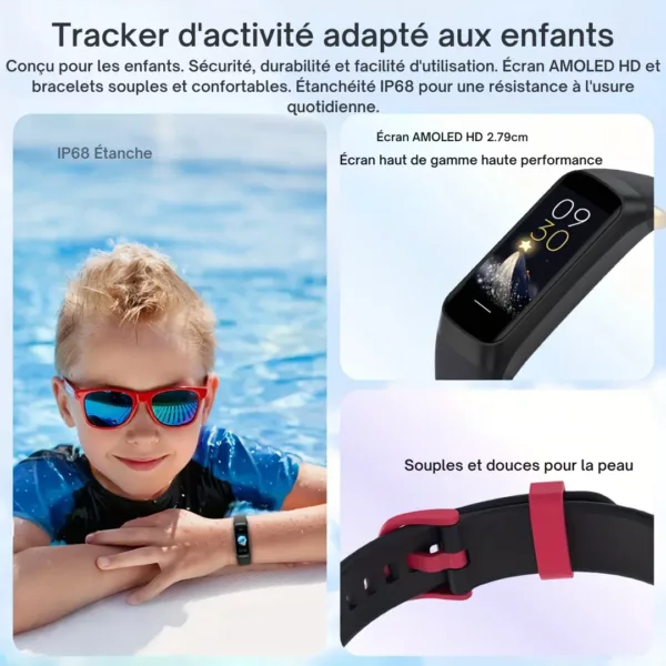 Montre fitness enfant étanche AMOLED – Suivi d’activité ludique, écran HD, motivation au sport dès le jeune âge – Image 8