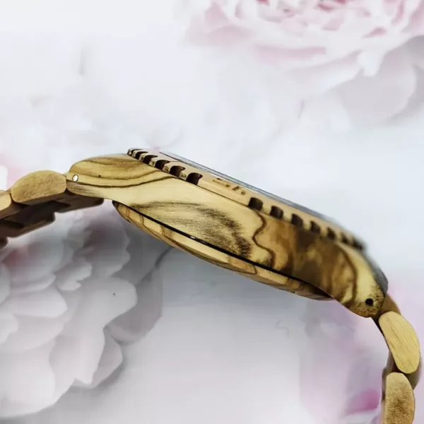 Montre mécanique bois bracelet tressé – Élégance artisanale au poignet, look naturel et raffiné – Image 8