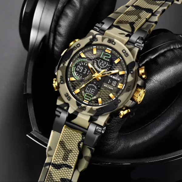 Montre militaire camouflage chrono renforcée – Ultra résistante, design tactique, idéale aventure et outdoor – Image 10