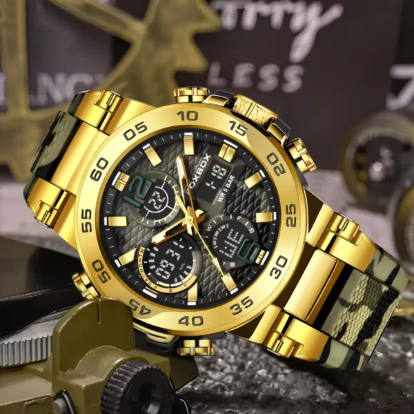 Montre militaire camouflage chrono renforcée – Ultra résistante, design tactique, idéale aventure et outdoor – Image 6