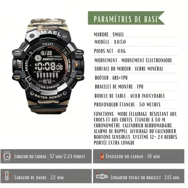 Montre militaire camouflage sport extrême – Image 4