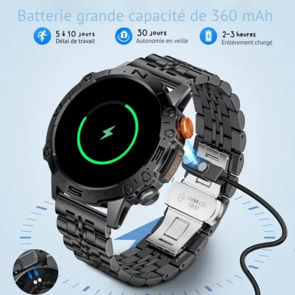 Montre militaire connectée acier amoled – Ultra résistante, écran HD AMOLED, idéale sport & outdoor – Image 7