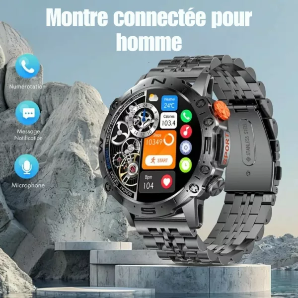 Montre militaire connectée acier amoled – Ultra résistante, écran HD AMOLED, idéale sport & outdoor – Image 5