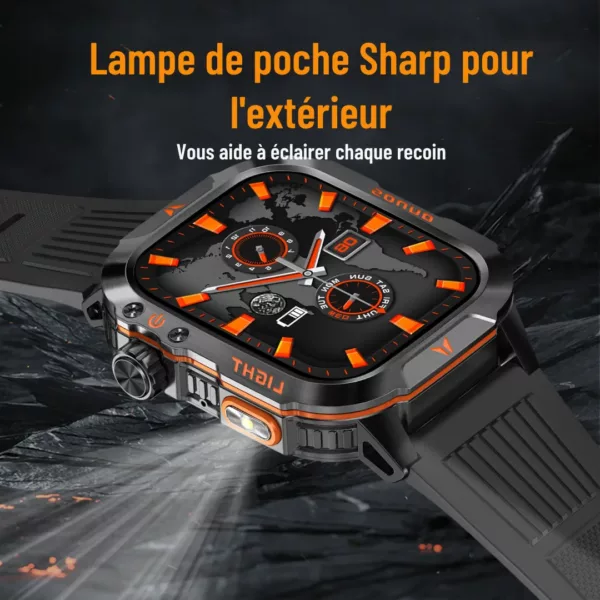 Montre militaire connectée écran HD – Ultra résistante, GPS, suivi santé et appels – Idéale sport et aventure – Image 2