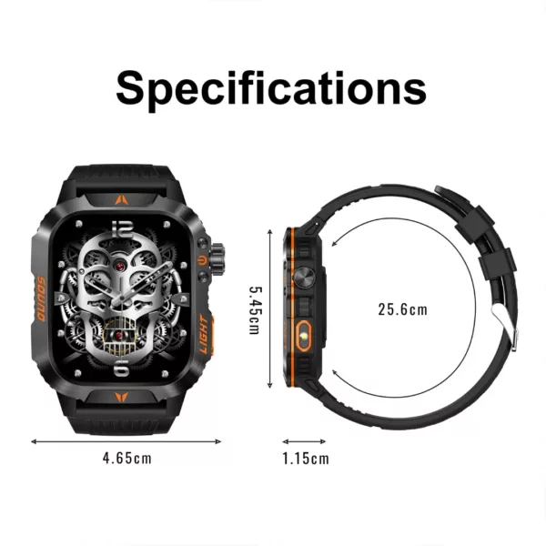Montre militaire connectée écran HD – Ultra résistante, GPS, suivi santé et appels – Idéale sport et aventure – Image 3