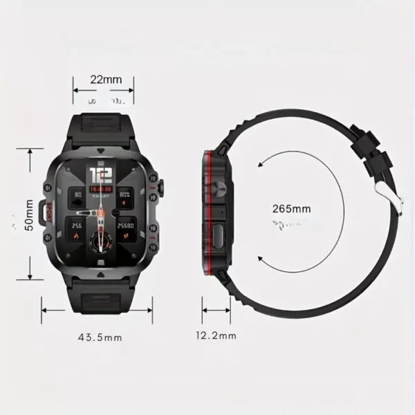 Montre militaire connectée écran large – Ultra résistante, GPS intégré, idéale sports extrêmes et aventures outdoor – Image 3