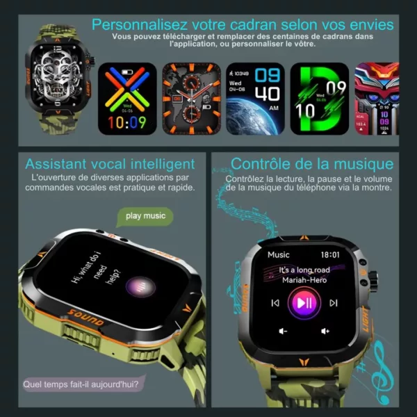 Montre militaire connectée lampe LED – Ultra résistante, autonomie longue durée, idéale outdoor et survie – Image 6