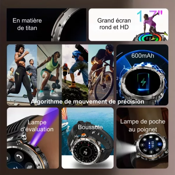 Montre militaire connectée lampe intégrée – Image 7