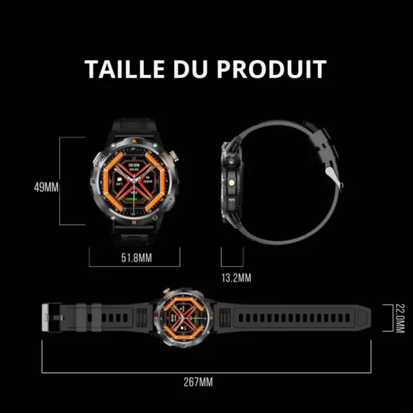 Montre militaire connectée outdoor homme – Ultra résistante, GPS, étanche, idéale sport et aventure – Image 3