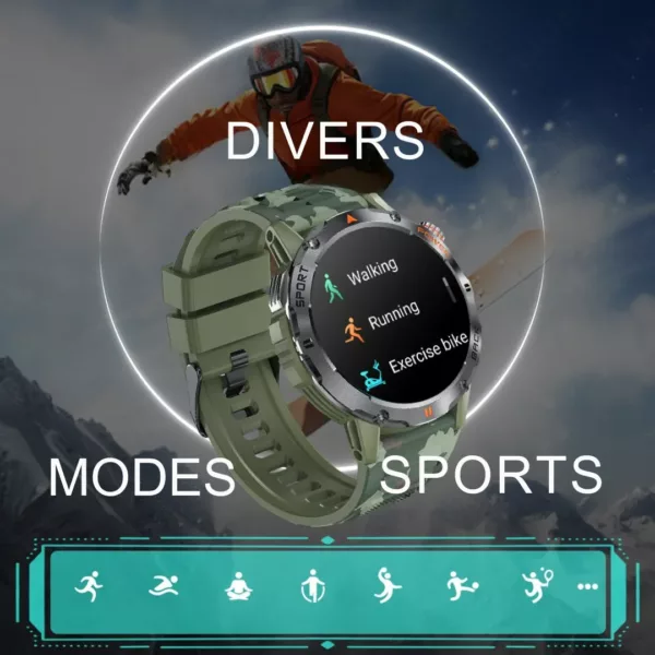 Montre militaire connectée outdoor homme – Ultra résistante, GPS, étanche, idéale sport et aventure – Image 4