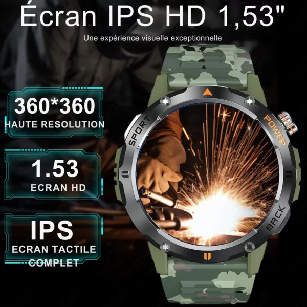 Montre militaire connectée outdoor homme – Ultra résistante, GPS, étanche, idéale sport et aventure – Image 5