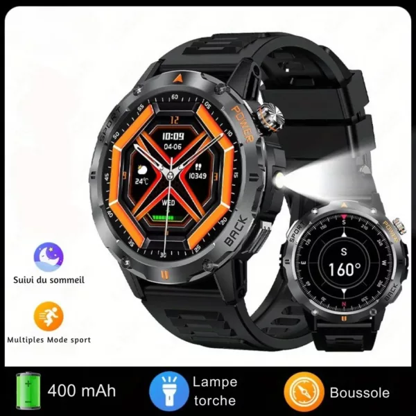 Montre militaire connectée outdoor homme – Ultra résistante, GPS, étanche, idéale sport et aventure – Image 7