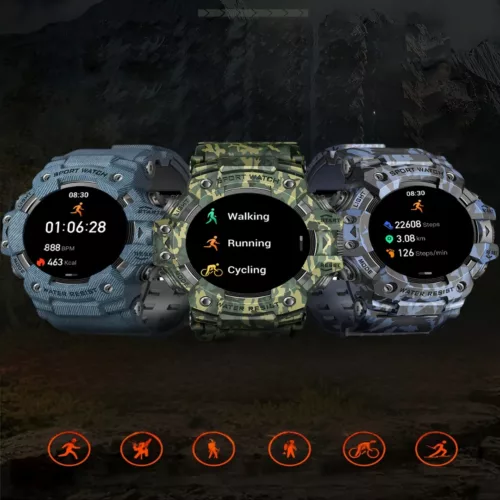 Montre militaire connectée sport LED – Résistante, étanche, cardio intégré, idéale entraînement intensif