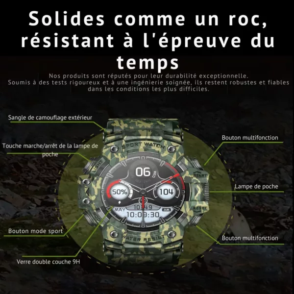 Montre militaire connectée sport LED – Résistante, étanche, cardio intégré, idéale entraînement intensif – Image 6