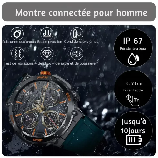 Montre militaire connectée sport durable – Ultra-résistante, GPS intégré, idéale entraînement intensif et outdoor – Image 6