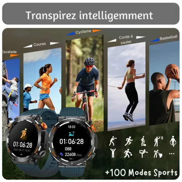 Montre militaire connectée sport durable – Ultra-résistante, GPS intégré, idéale entraînement intensif et outdoor – Image 7