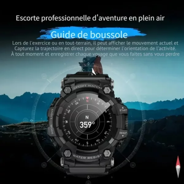 Montre militaire connectée sport multifonction – Ultra résistante, cardio, GPS, idéale entraînements intensifs – Image 6