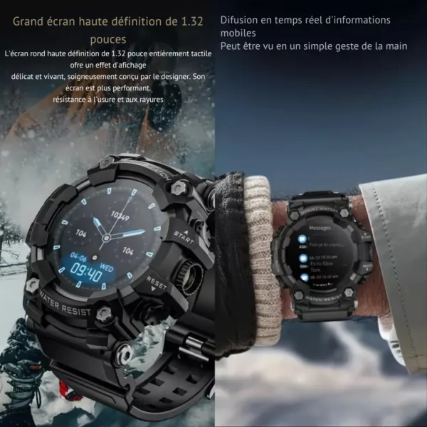 Montre militaire connectée sport multifonction – Ultra résistante, cardio, GPS, idéale entraînements intensifs – Image 8