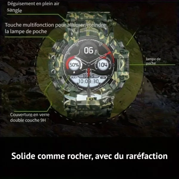 Montre militaire connectée sport multifonction – Ultra résistante, cardio, GPS, idéale entraînements intensifs – Image 5