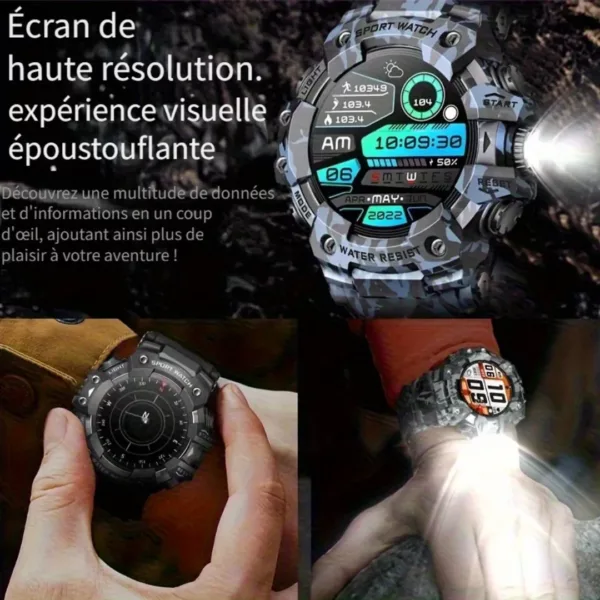 Montre militaire connectée sport multifonction – Ultra résistante, cardio, GPS, idéale entraînements intensifs – Image 9