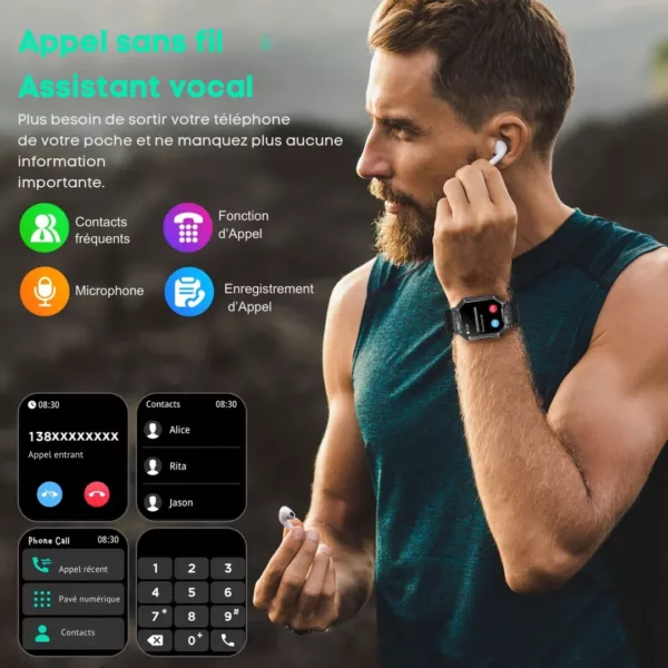 Montre militaire gps connectée 2.1 pouces – Ultra résistante, étanche, suivi santé & localisation précise – Image 2