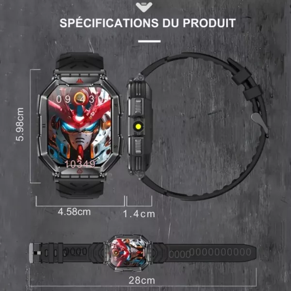 Montre militaire gps connectée 2.1 pouces – Ultra résistante, étanche, suivi santé & localisation précise – Image 3