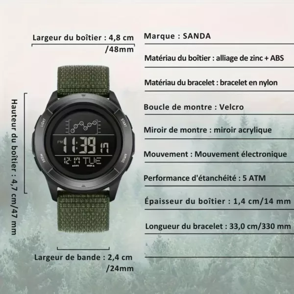 Montre militaire nylon sport 50m – Ultra résistante, étanche et fiable pour aventures extrêmes ou usage quotidien – Image 7