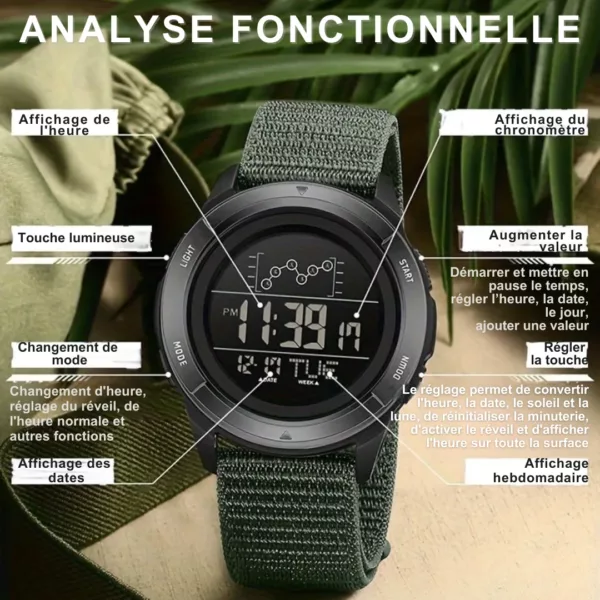 Montre militaire nylon sport 50m – Ultra résistante, étanche et fiable pour aventures extrêmes ou usage quotidien – Image 3