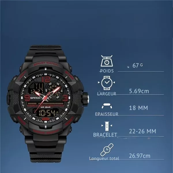 Montre militaire sport bracelet caoutchouc – Résistante, étanche et robuste pour aventure extrême et usage quotidien – Image 3