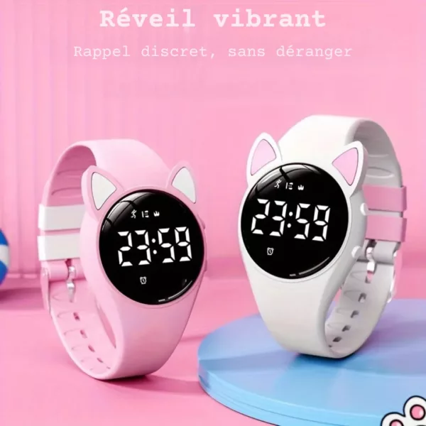Montre numérique enfant oreilles chat – Apprentissage de l’heure ludique et design mignon pour filles et garçons – Image 3