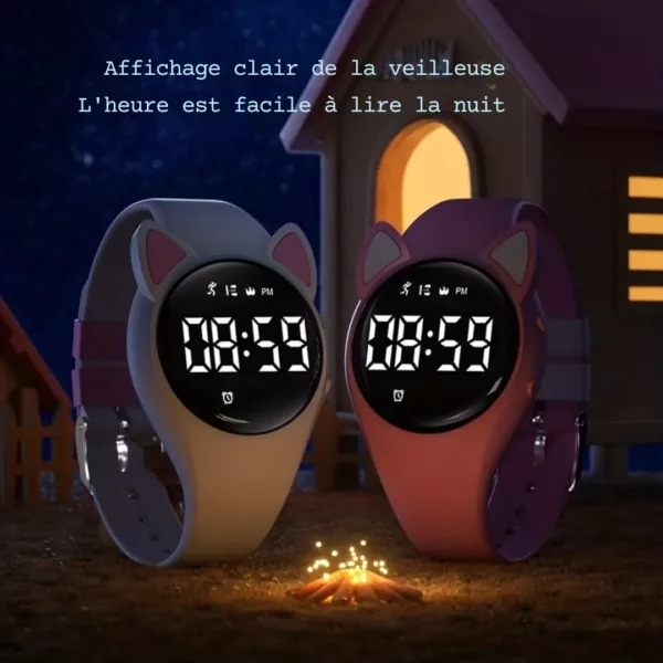 Montre numérique enfant oreilles chat – Apprentissage de l’heure ludique et design mignon pour filles et garçons – Image 5