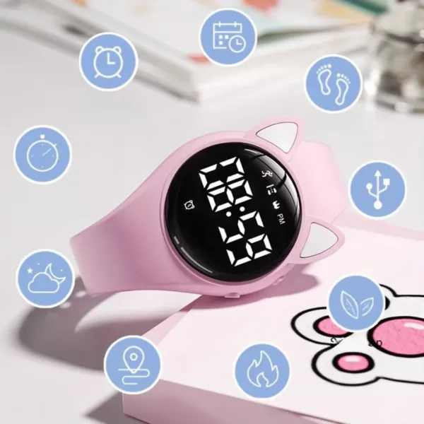 Montre numérique enfant oreilles chat – Apprentissage de l’heure ludique et design mignon pour filles et garçons – Image 7