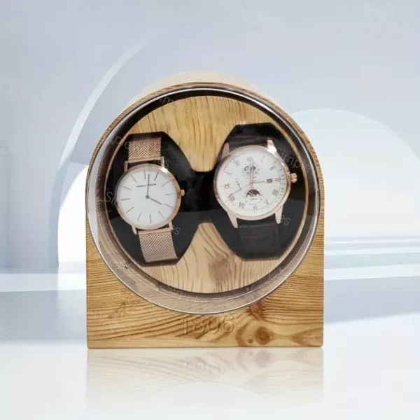 Remontoir bois montre 2 slots USB – Écrin élégant pour montres automatiques – Préserve précision & style au quotidien – Image 2