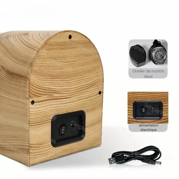 Remontoir bois montre 2 slots USB – Écrin élégant pour montres automatiques – Préserve précision & style au quotidien – Image 8