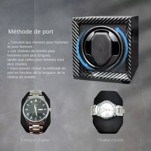 Remontoir montre design carbone compact – Image 6