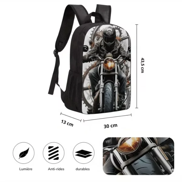 Sac à dos moto imprimé biker – Image 3