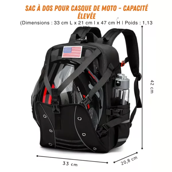 Sac à dos moto porte-casque intégré – Image 3