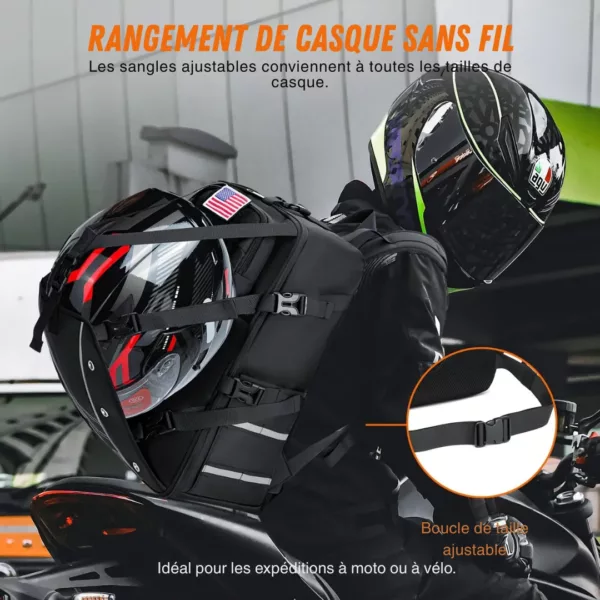 Sac à dos moto porte-casque intégré – Image 7
