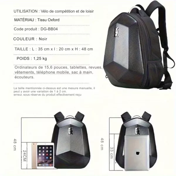 Sac à dos moto rigide ergonomique – Image 3