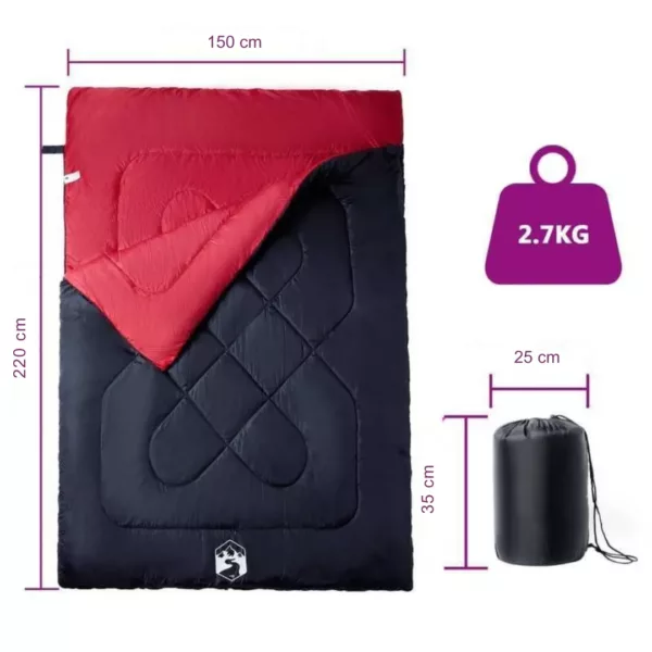 Sac de couchage double adulte matelassé – Image 3