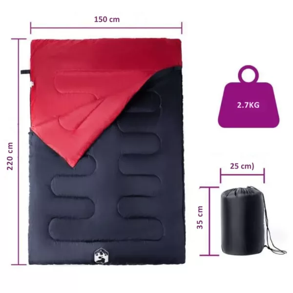 Sac de couchage double avec oreillers fixés – Image 3