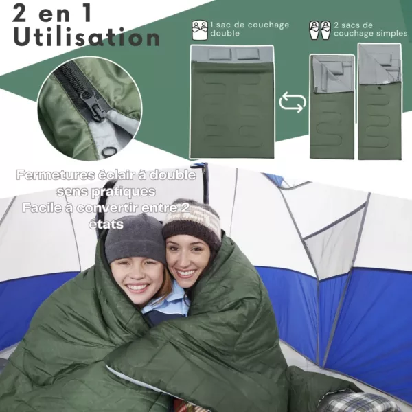 Sac de couchage double camping oreillers – Image 2
