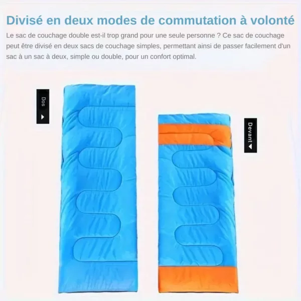 Sac de couchage double chaud portable – Image 2